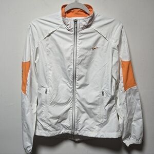 Nike White Orange Jacket Size Medium Sporty Fitness Windbreaker